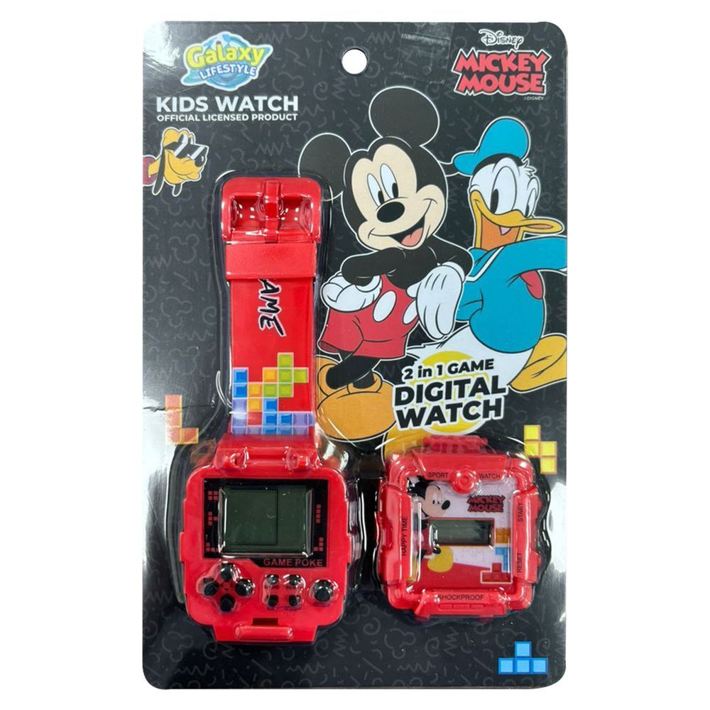 Disney - 2-In-1 Digital LED Watch And Gaming - Mickey Mouse - Red