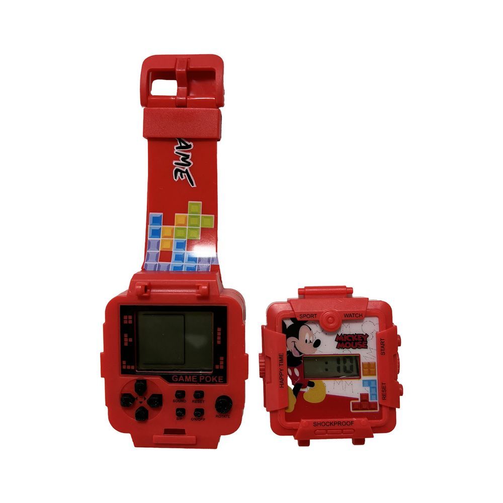 Disney - 2-In-1 Digital LED Watch And Gaming - Mickey Mouse - Red