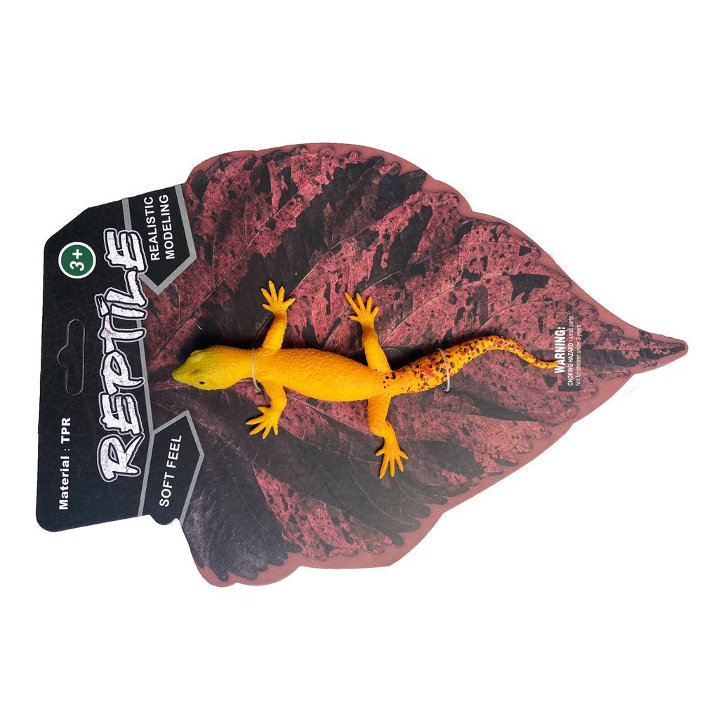 Galaxy Toys - Yellow Lizard Toy With Red Spots - Realistic Reptile Animal Figurine