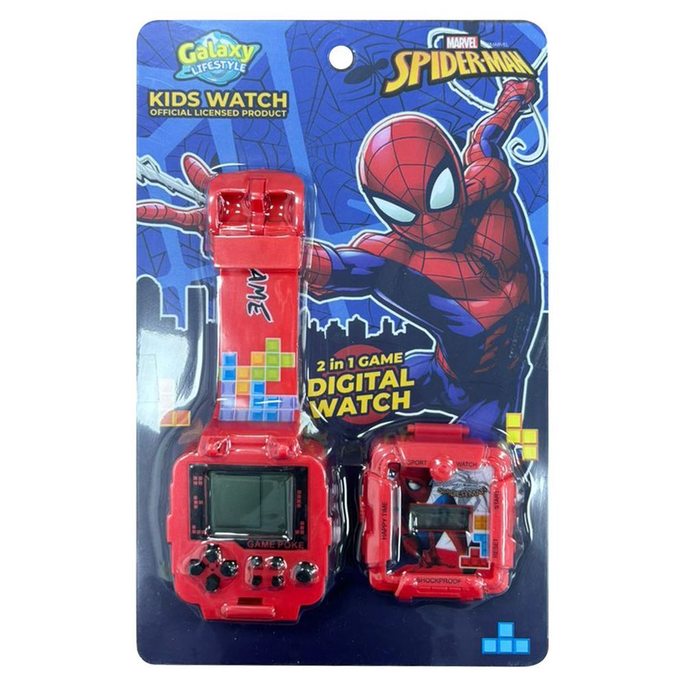 Disney - 2-In-1 Digital LED Watch And Gaming - Spiderman - Red