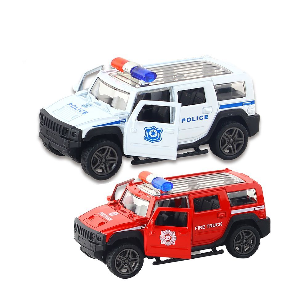 Galaxy Toys - 1/32 Hummer Pull Back Die-Cast Police Car - 10-15 cm - Color May Vary - 1 Pc