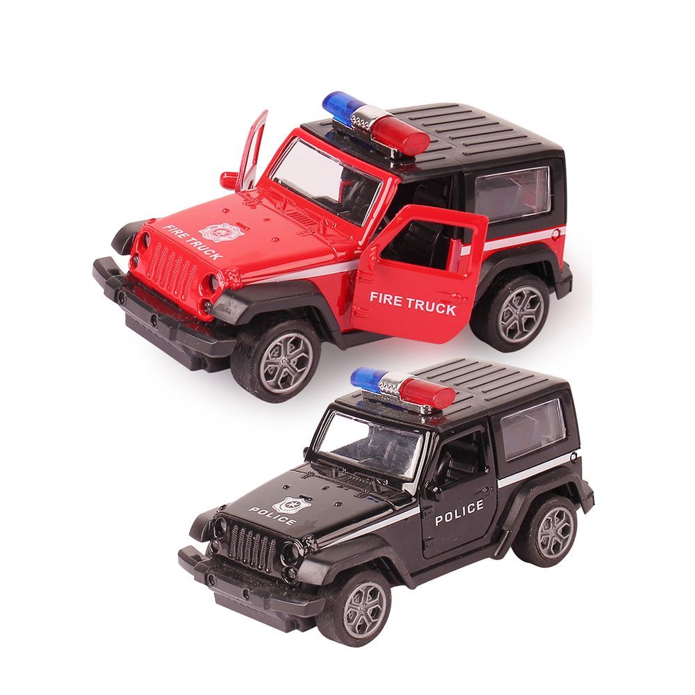 Galaxy Toys - 1/32 Pull Back Die-Cast Wrangler Police Jeep - 10-15 cm - Color May Vary - 1 Pc