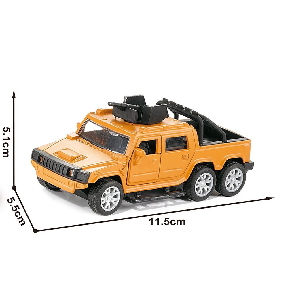 Galaxy Toys - 1/32 Hummer H1 6x6 Pull Back Die-Cast Car - 10-15 cm - Color May Vary - 1 Pc