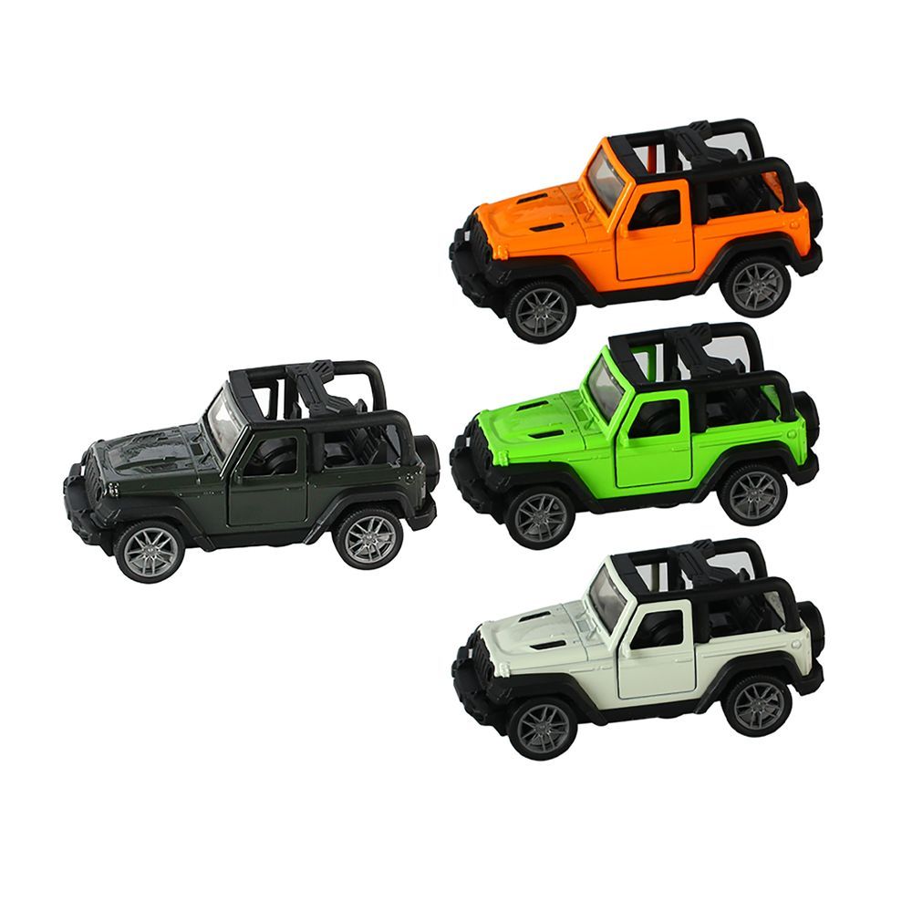 Galaxy Toys - 1/36 Wrangler Pull Back Die-Cast Jeep - 10-15 cm - Color May Vary - 1 Pc