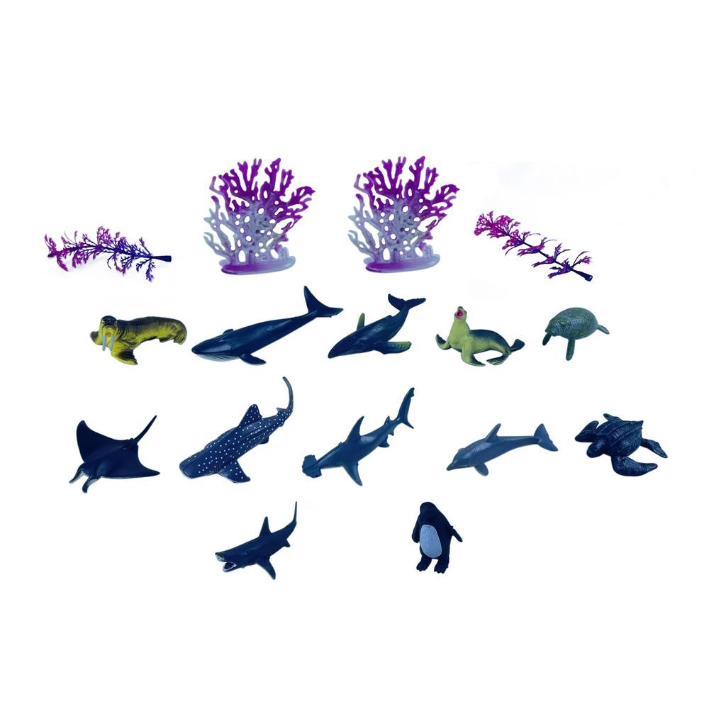 Galaxy Toys - Ocean Animal and Plants Toy Set - 16 Pcs