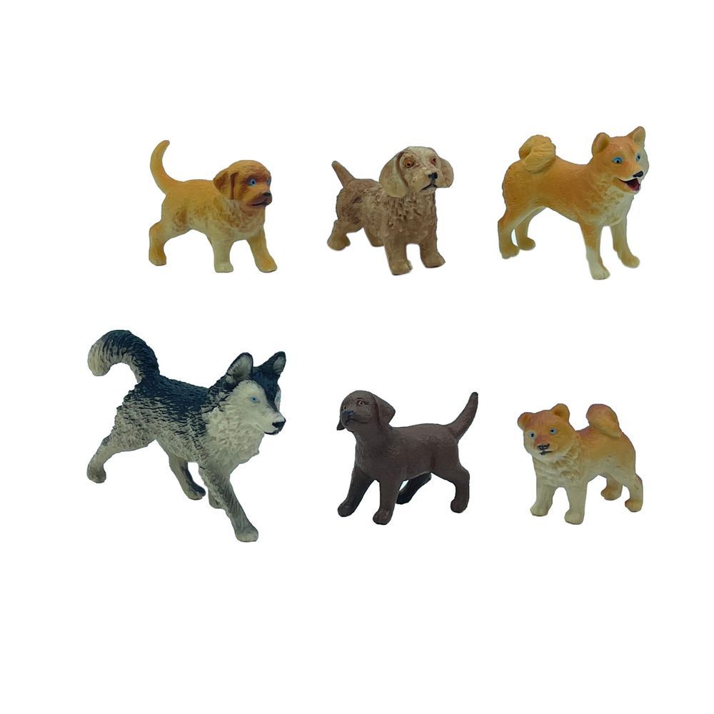 Galaxy Toys - Realistic Puppies and Dog Set - Color May Vary - 6 Pcs