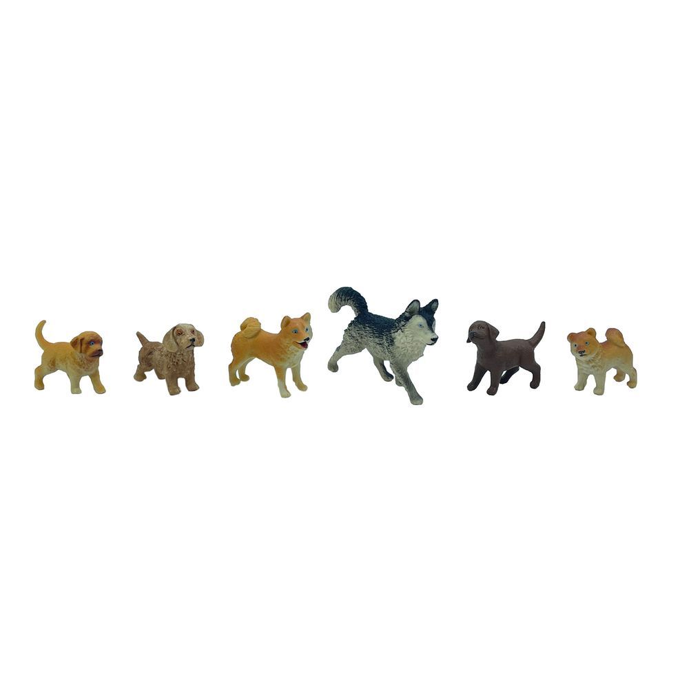 Galaxy Toys - Realistic Puppies and Dog Set - Color May Vary - 6 Pcs