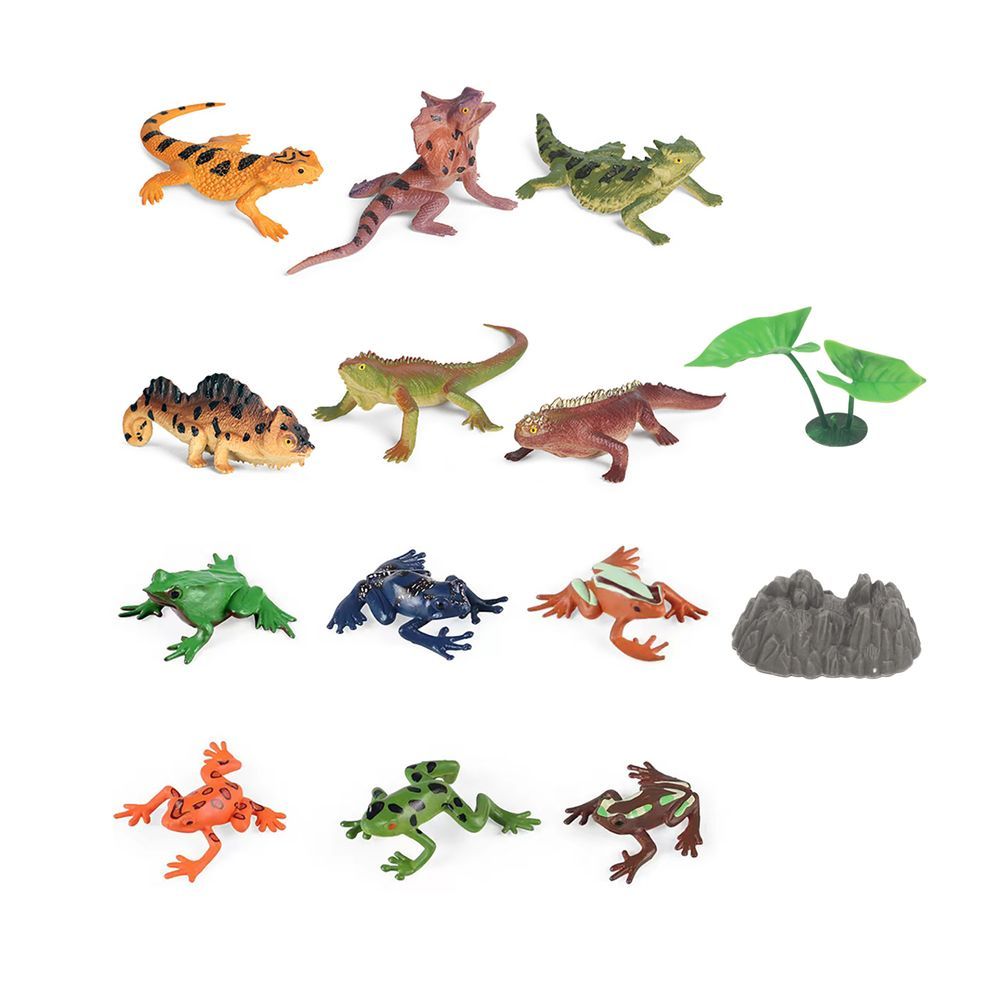 Galaxy Toys -  Lizard and Frog Toy Set - 14 Pcs