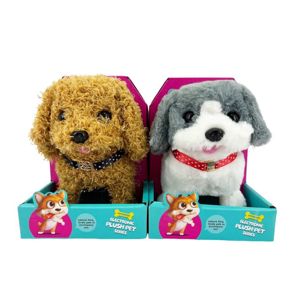 Galaxy Toys - Electronic Walking Plush Dog With Pet House - Style May Vary - 1 Pc