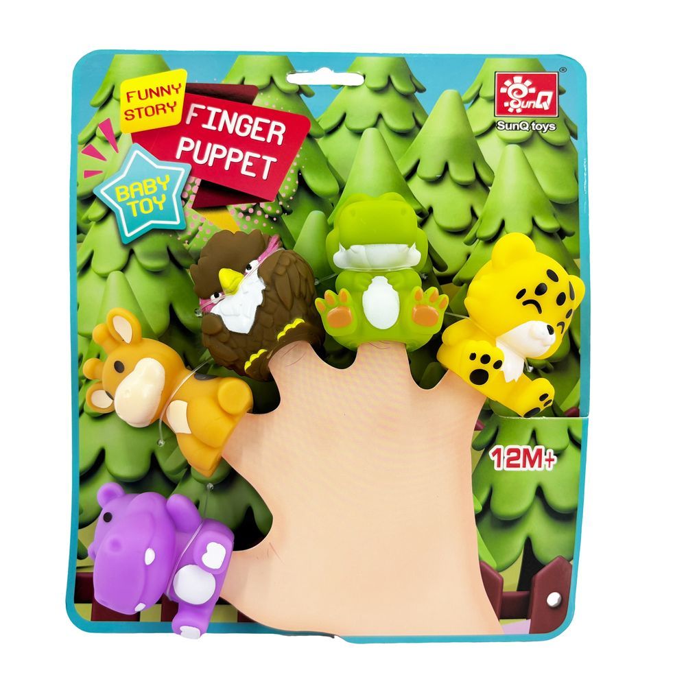 Galaxy Toys - Funny Story Finger Puppet Toy Set - Owl/Hippopotamus/Giraffe/Frog/Leopard - 5 Pcs