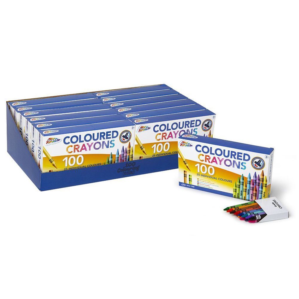 RMS - Coloured Crayons With Sharpener, 36 Colors - 100 Pcs