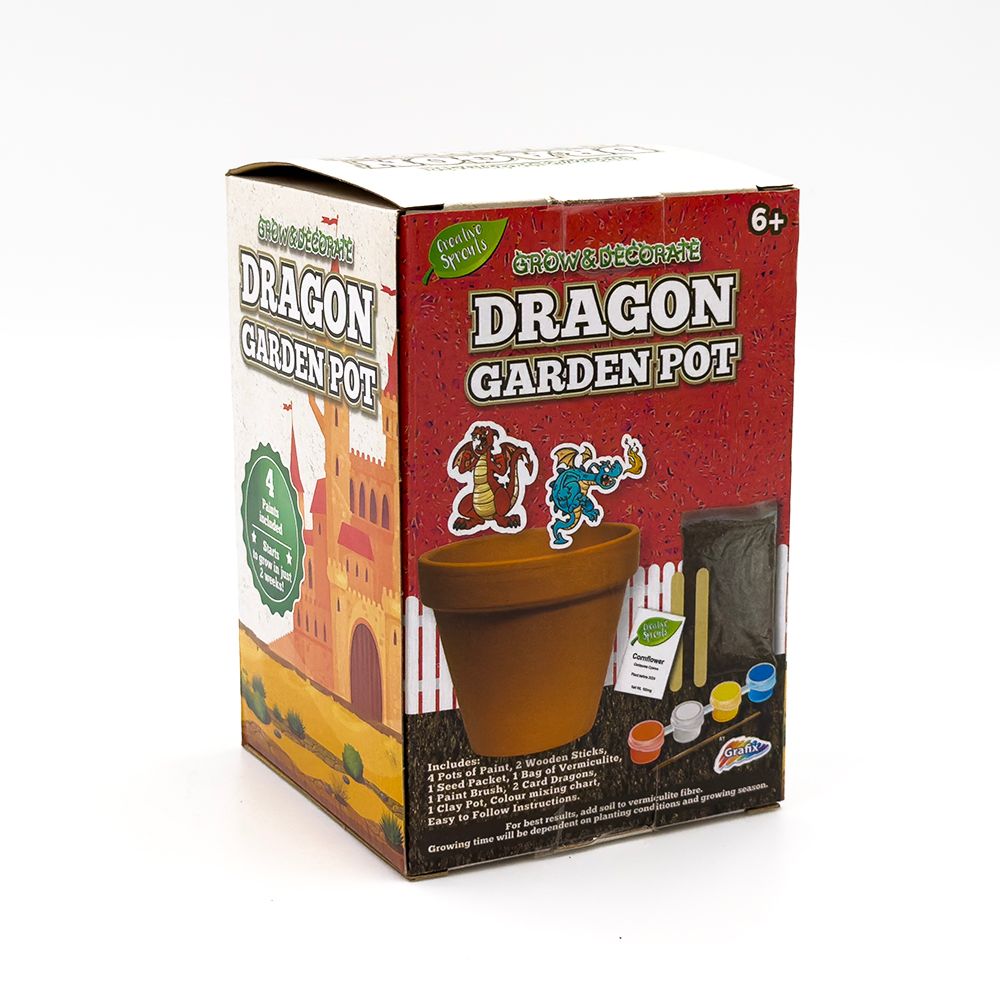 RMS - Grow, Paint, And Decorate Mini Dragon Garden Pot 1pc - Assorted