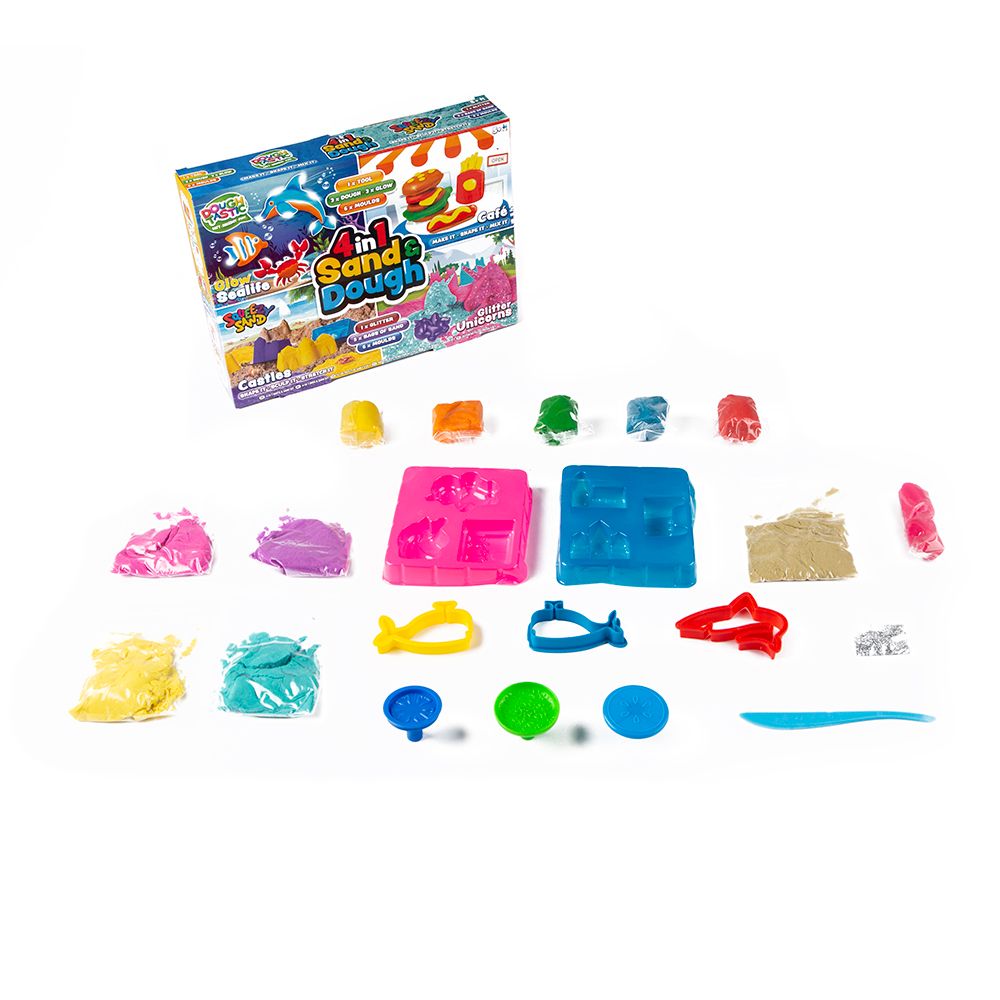 RMS - 4 In 1 Dough & Sand - Glow Sealife, Cafe Play, Castles & Glitter Unicorns