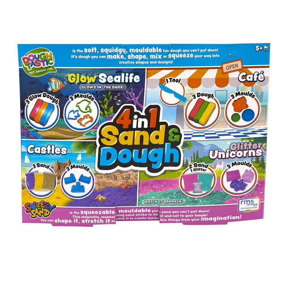 RMS - 4 In 1 Dough & Sand - Glow Sealife, Cafe Play, Castles & Glitter Unicorns