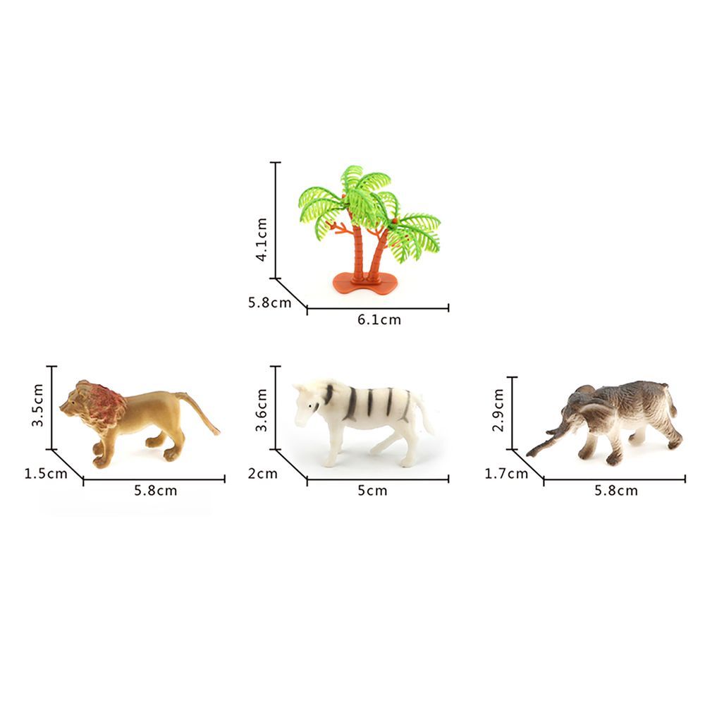 جالاكسي تويز - مجموعة تماثيل حيوانات مغامرة برية مع شجرة النخيل - 13 قطعة
