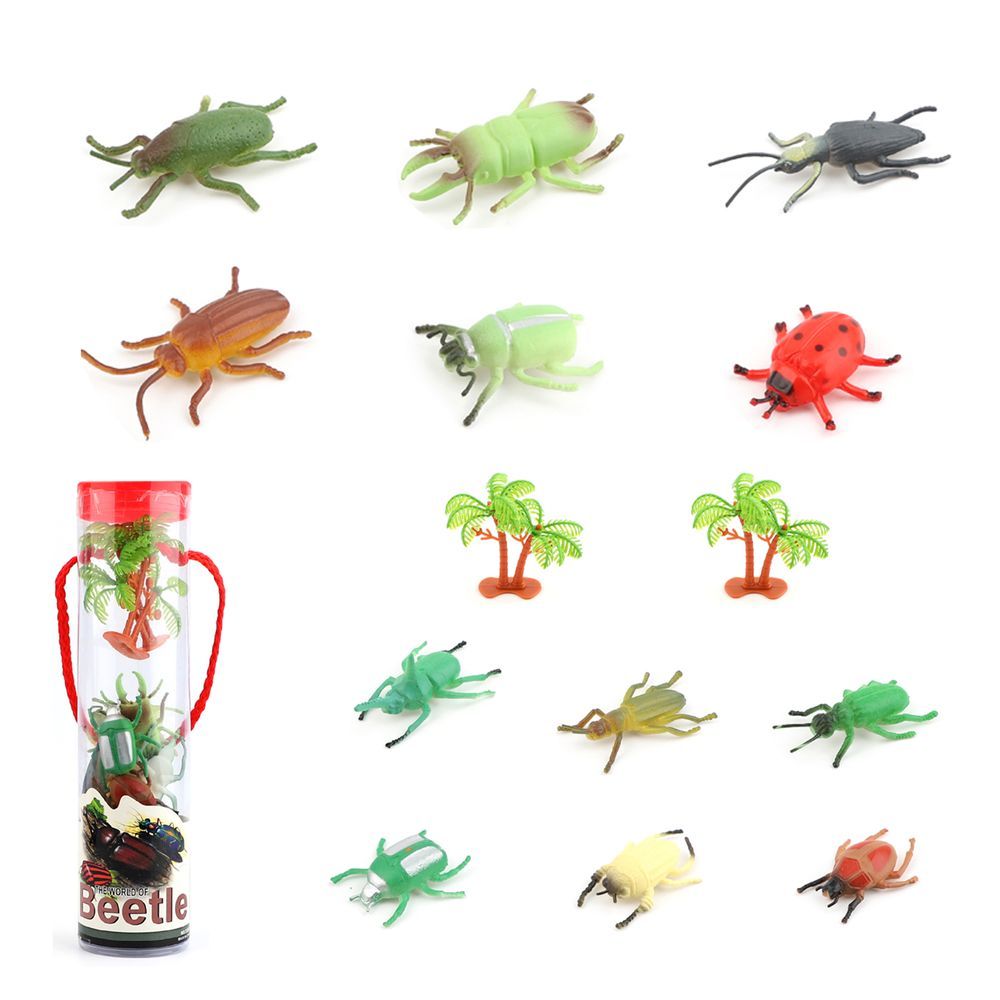 Galaxy Toys - Beetle Bonanza Insect Figures With Palm Tree Set - 14 Pcs