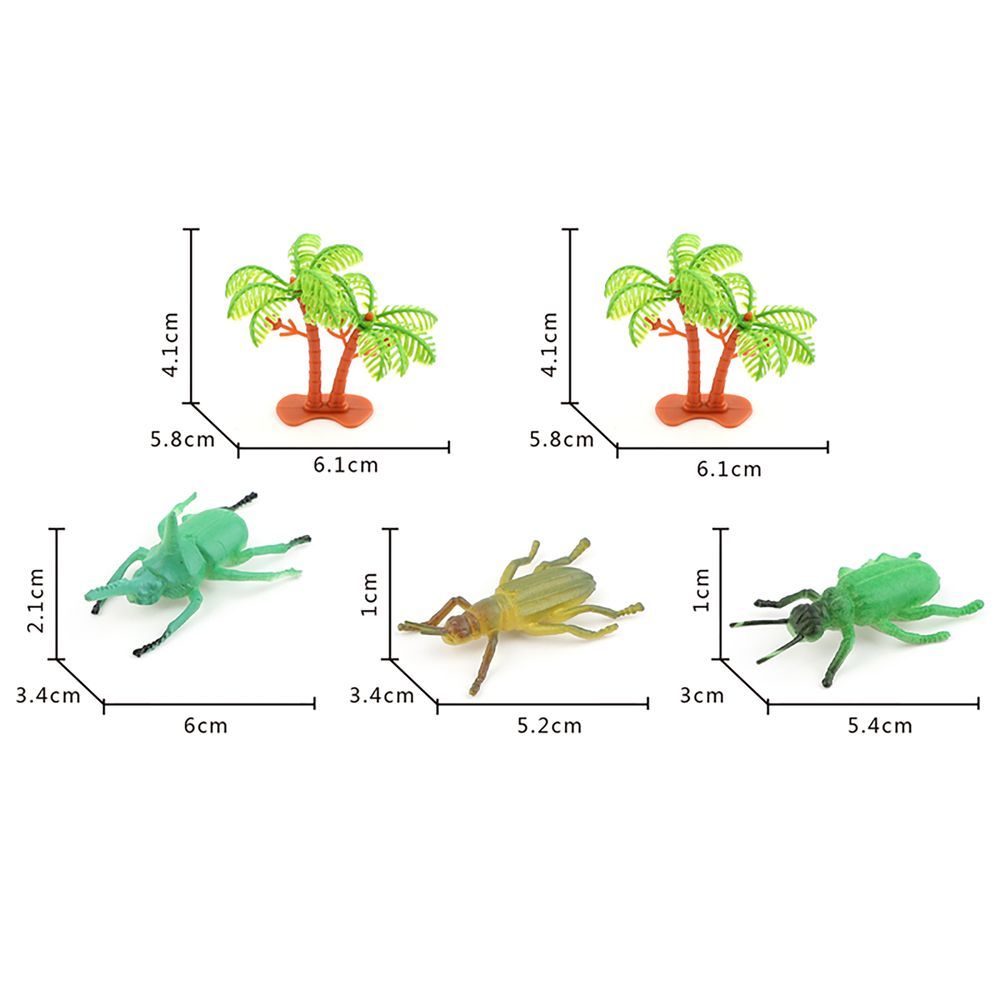 Galaxy Toys - Beetle Bonanza Insect Figures With Palm Tree Set - 14 Pcs