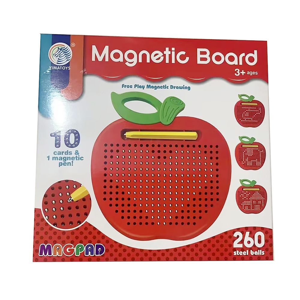 Galaxy Toys - Magnetic Drawing Board Apple Toy with Cards, Magnetic Balls & Design Cards