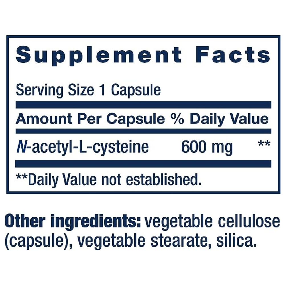 لايف إكستانشن - كبسولات إن-أسيتيل- إل-سيستين (NAC) - 600 ملغ - 60 كبسولة