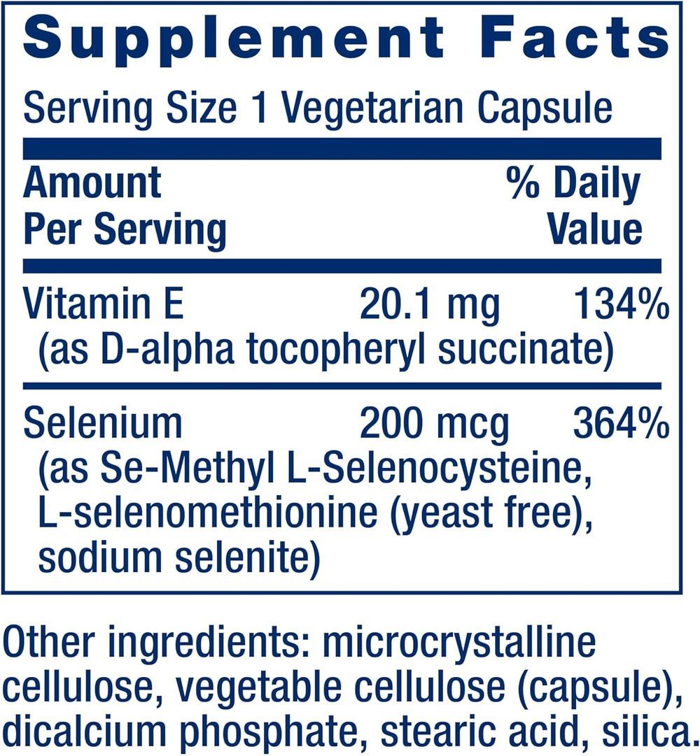 LIFE EXTENSION - Super Selenium Complex 200 mcg & Vitamin E - 100 Vegetarian Capsules