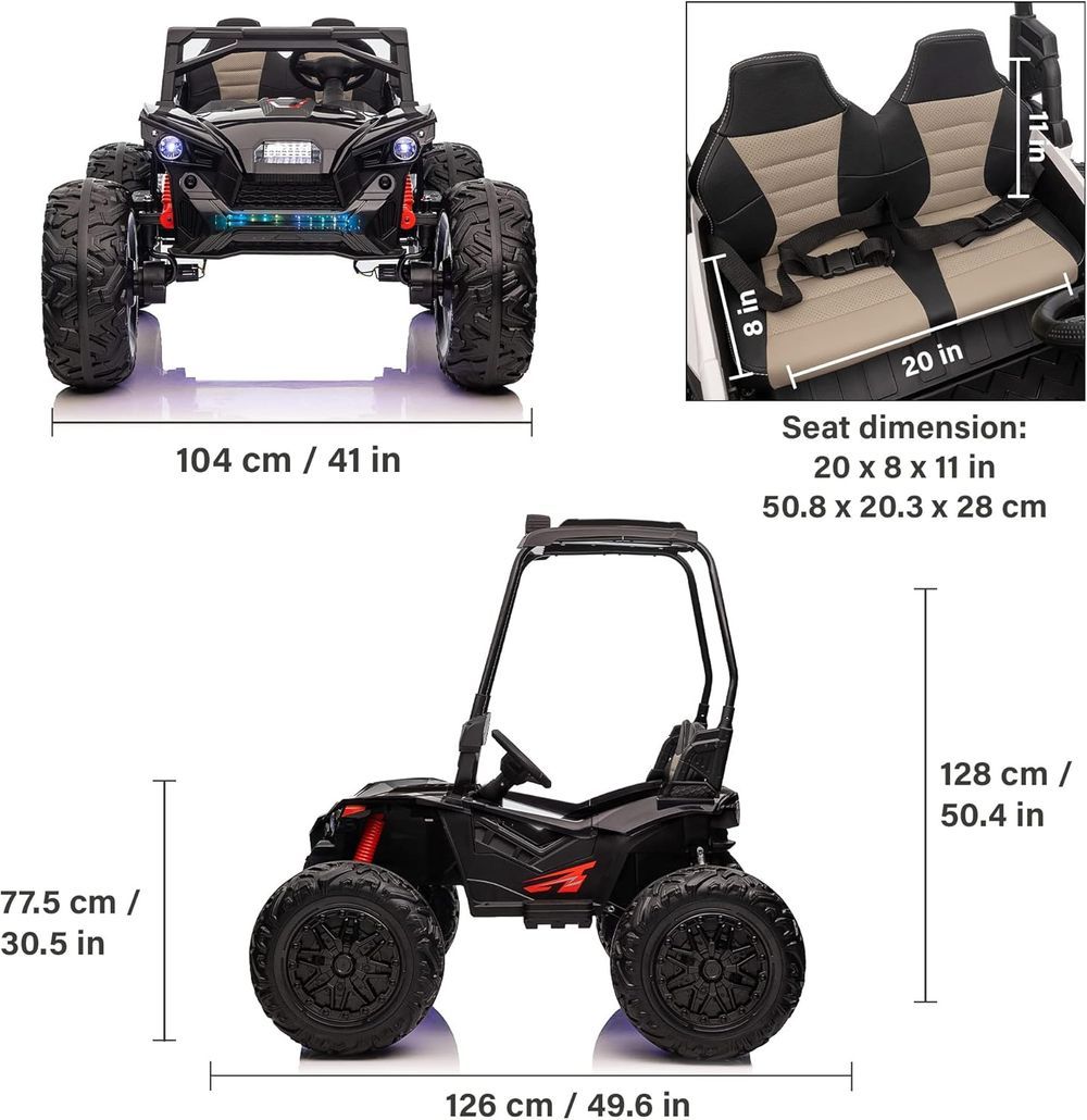 Amsham - Kids Battery Operated Rideon UTV Buggy 24v - Black