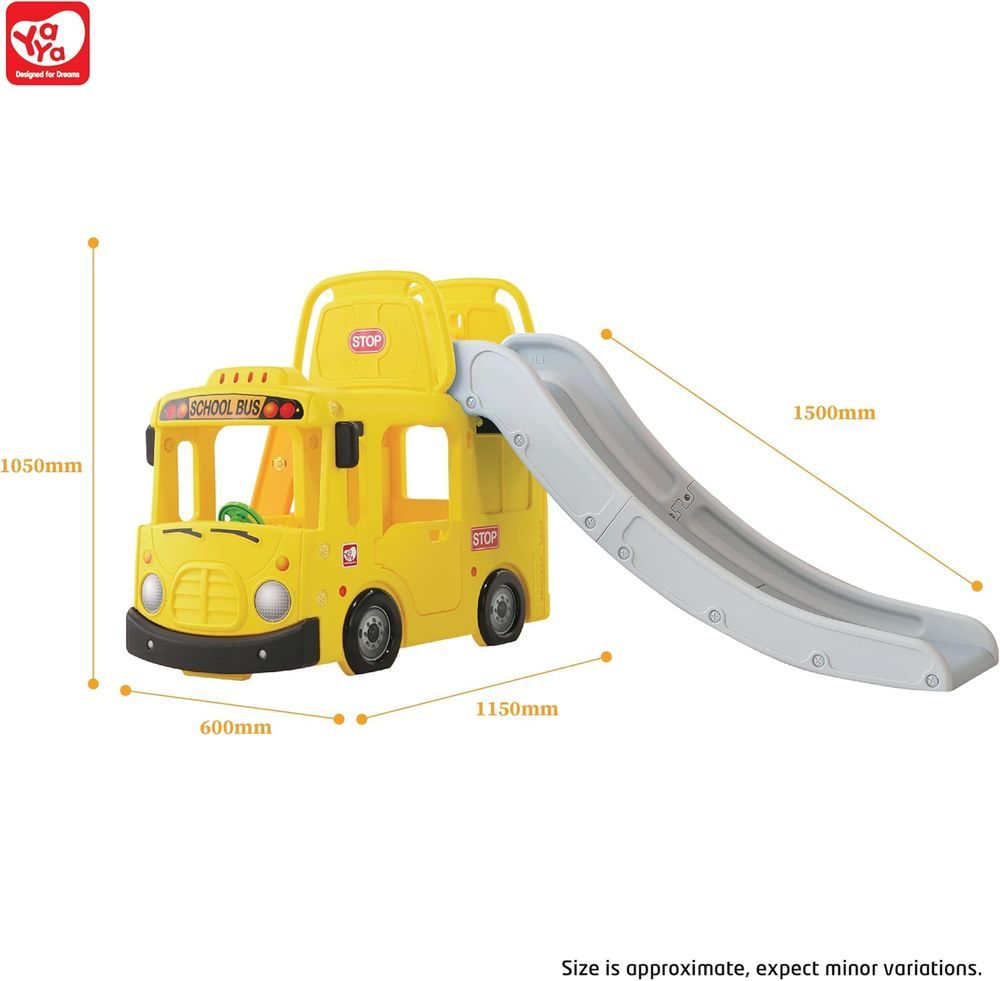 Amsham - 3-In-1 Children's YaYa School Bus Slide Set - Yellow