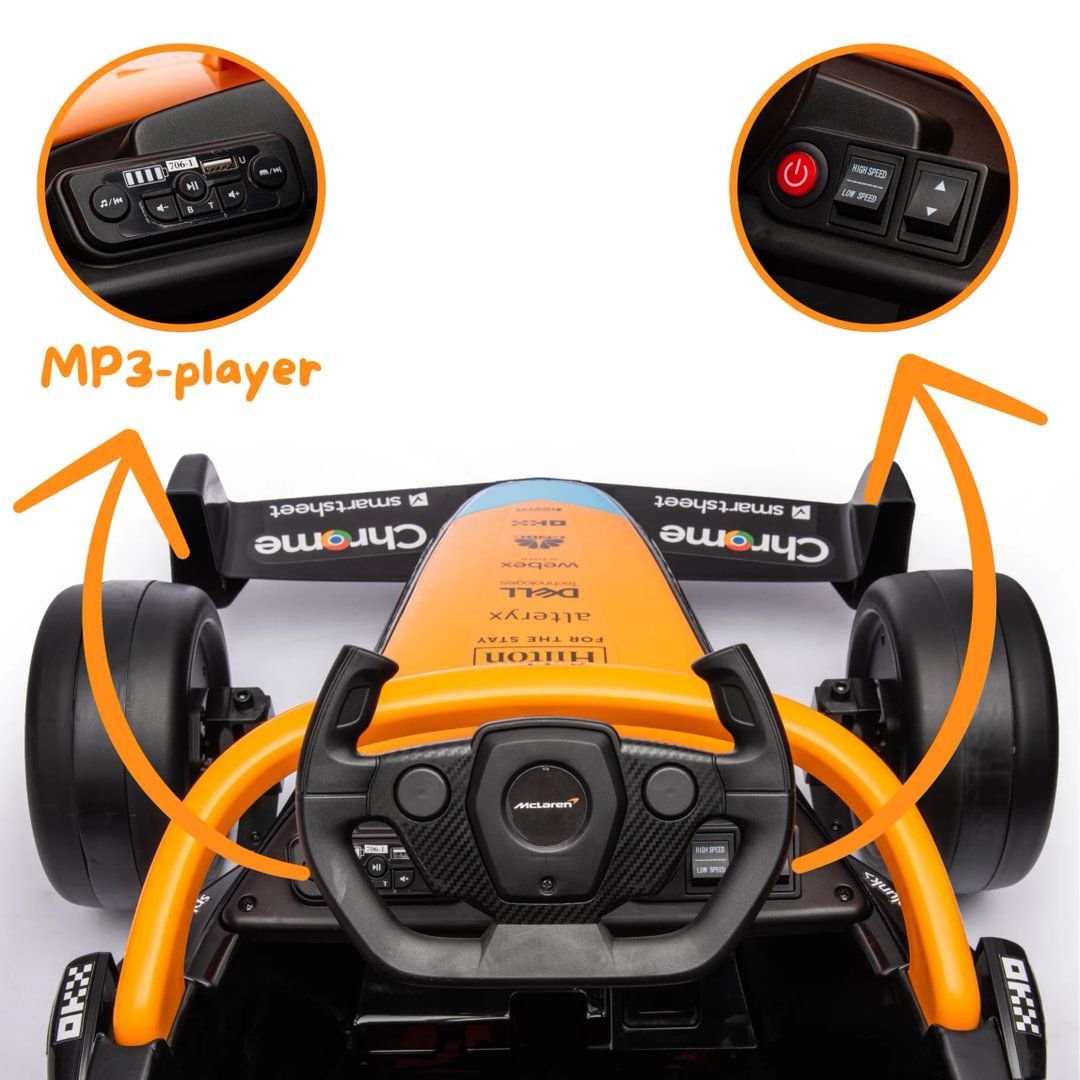 Mclaren - F1 Race Car Kids Battery Ride On Car Remote Control - 12V - Orange