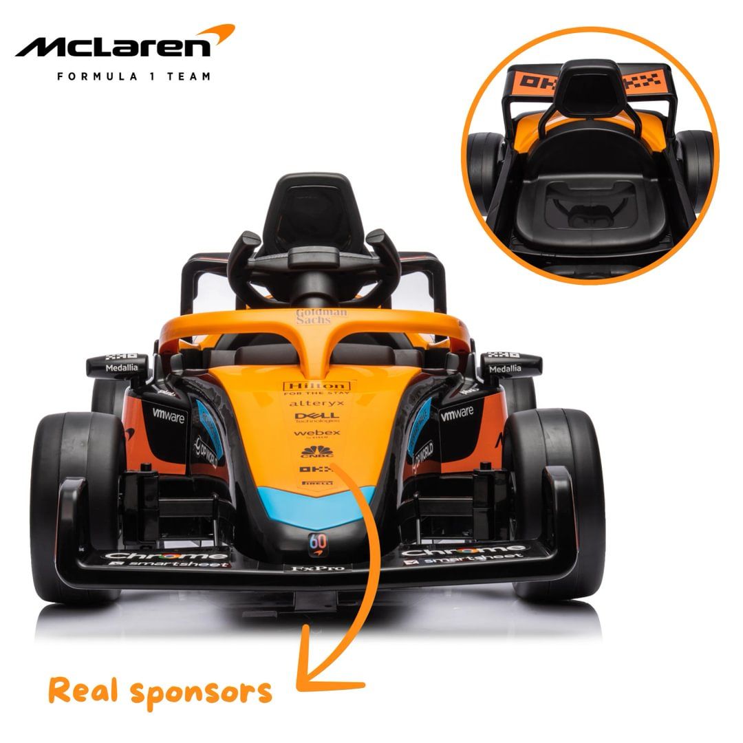 Mclaren - F1 Race Car Kids Battery Ride On Car Remote Control - 12V - Orange