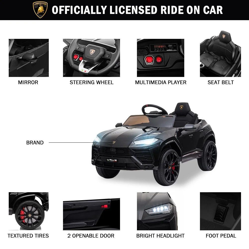 Lamborghini - Urus Kids Ride On Car With Remote 12V - Black