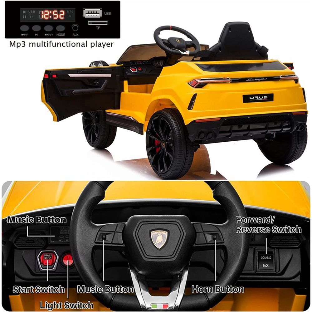 Lamborghini - Urus Kids Ride On Car With Remote 12V - Yellow