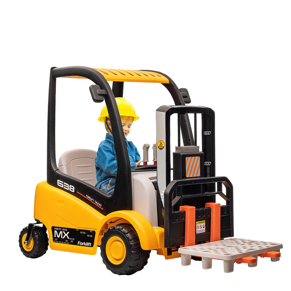 Amsham - Kids Electric Forklift Trucks Construction Ride On Vehicles 12V - Yellow