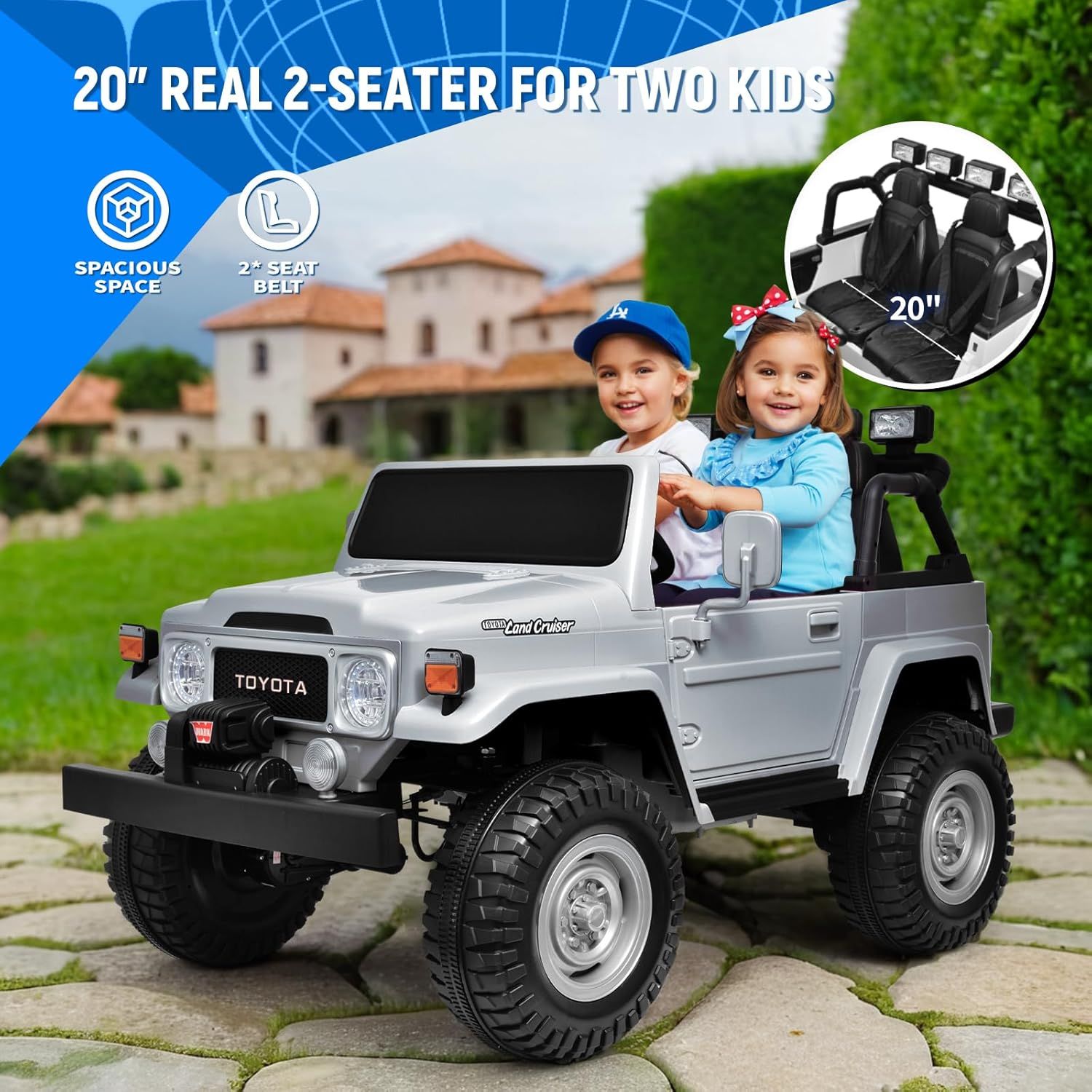 Toyota - Kids Remote Control Ride On Jeep - Light Grey - 24 V