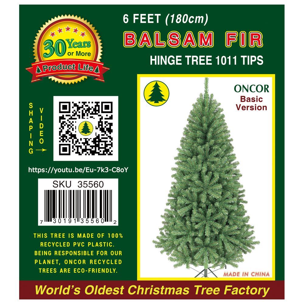 Oncor - Balsam Fir Hinge 1011 Tips Christmas Tree - 6 ft - 180 cm