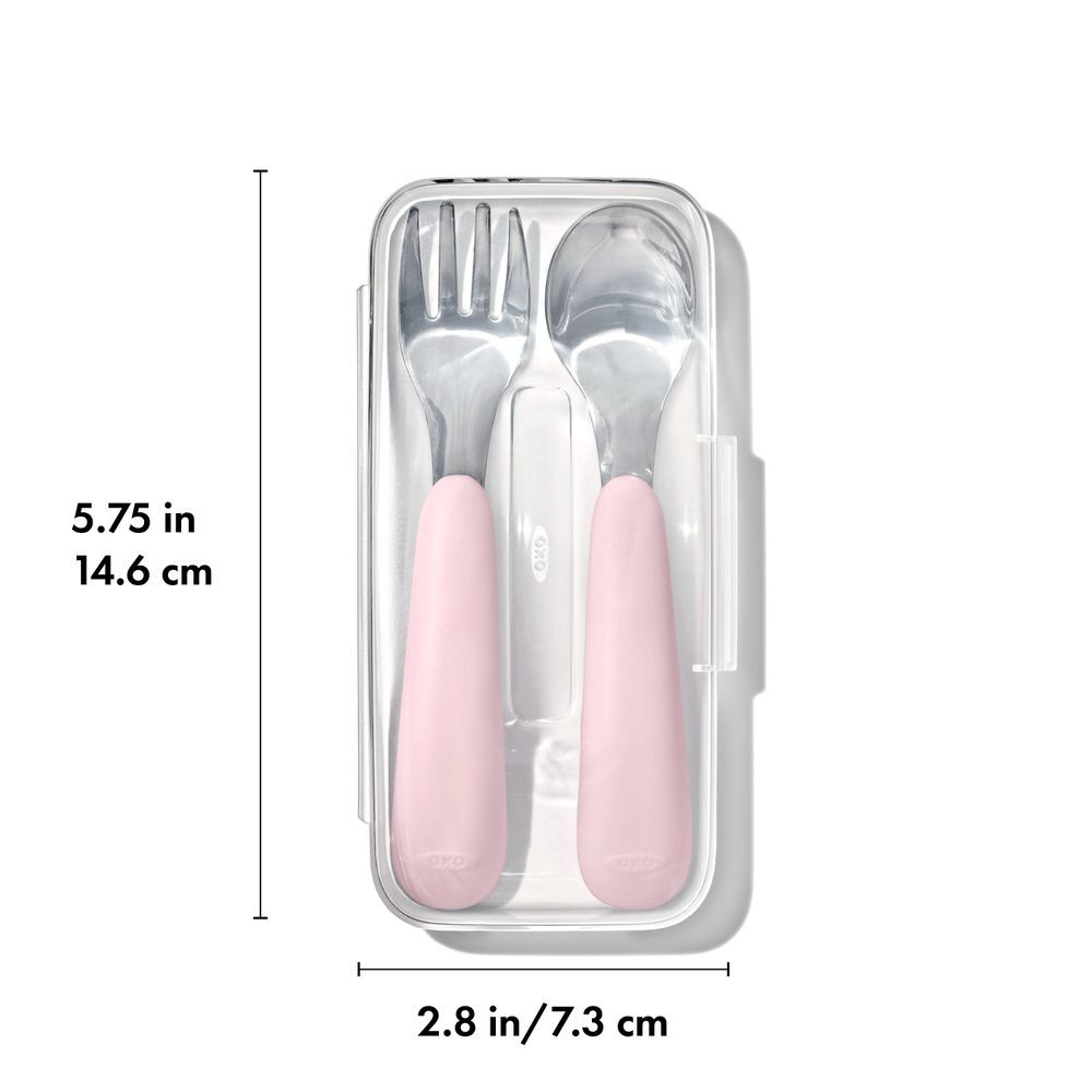 Oxo-Tot - On The Go Fork And Spoon Set - Blossom