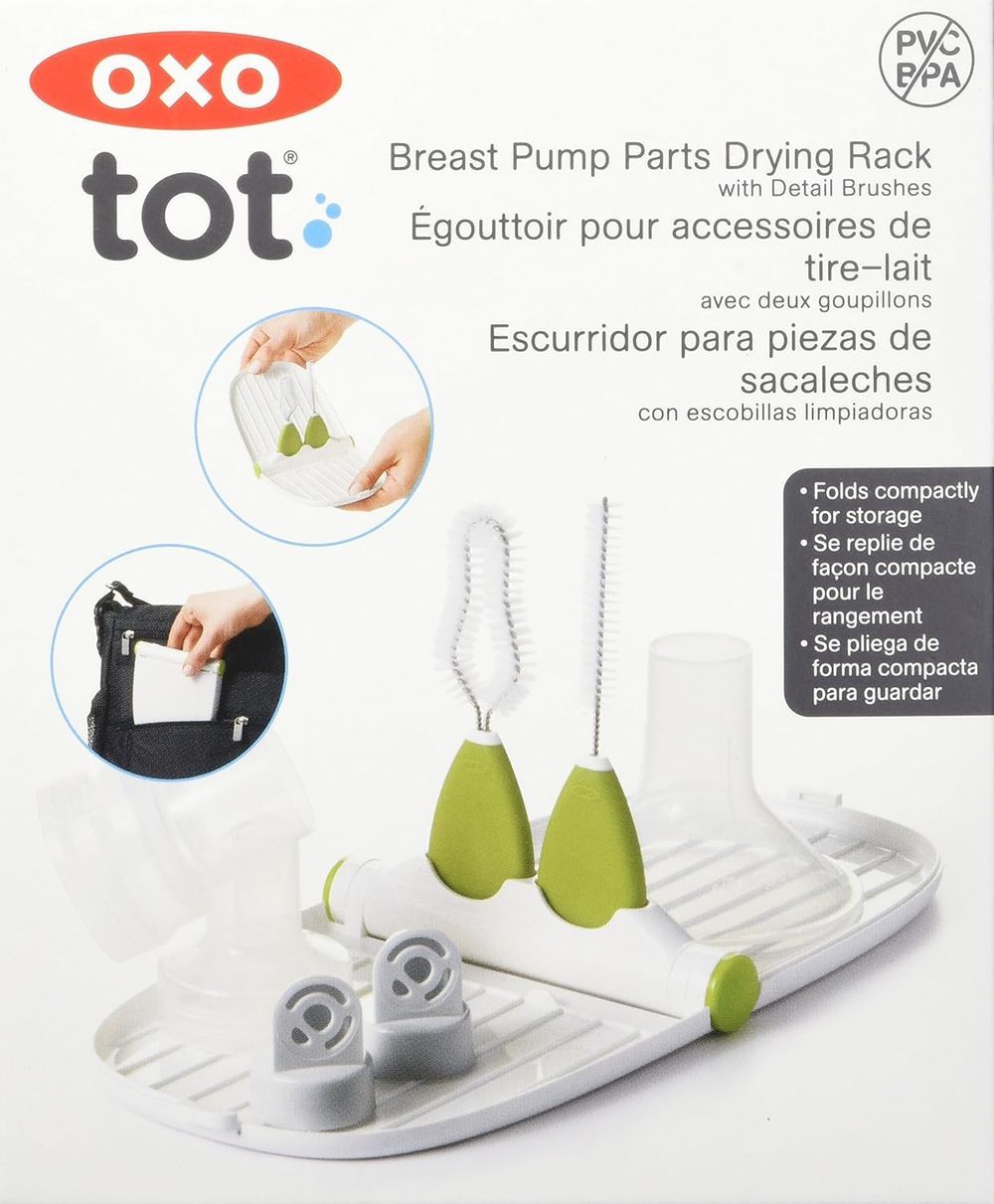 Oxo-Tot - Breast Pump Parts Drying Rack With 2 Detail Brush Set