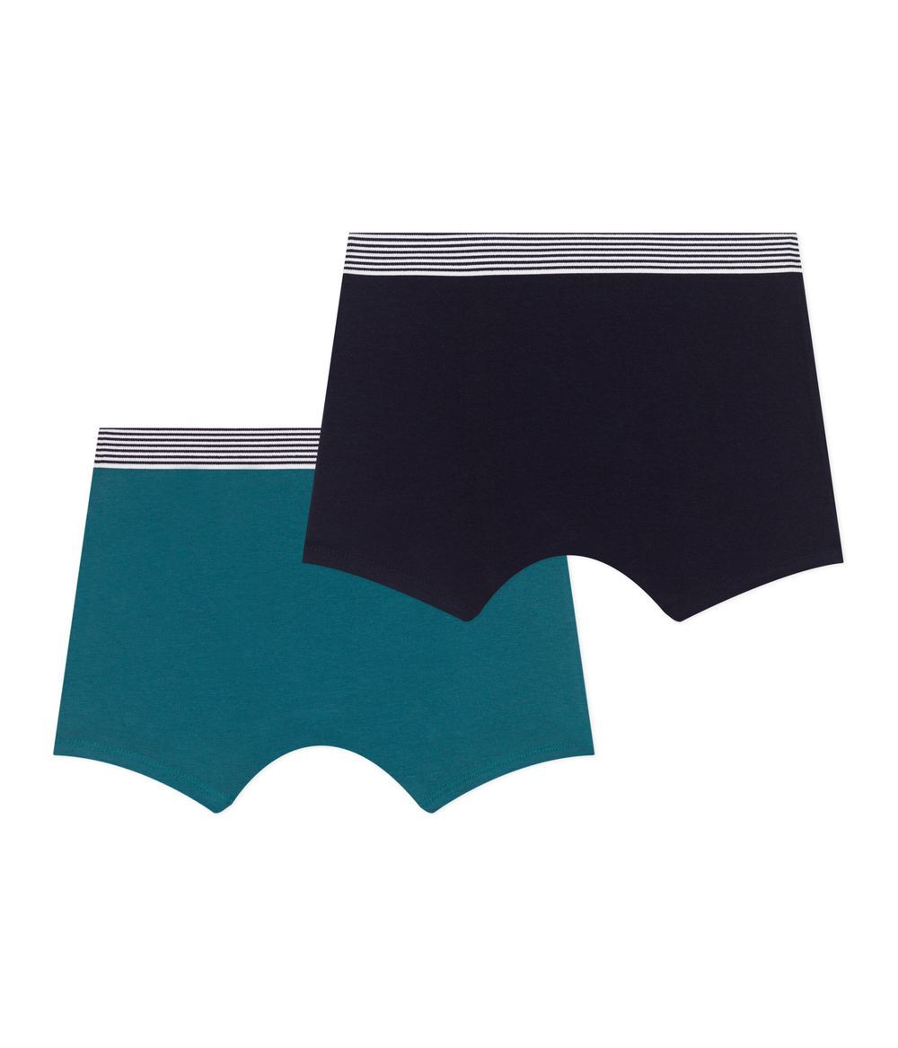 Petit Bateau - 2pc-Set - Boy's Plain Boxers - Green/Navy