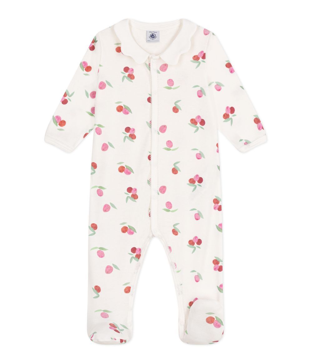 Petit Bateau - A Fruit Petal Collar Babies Cotton Pyjamas