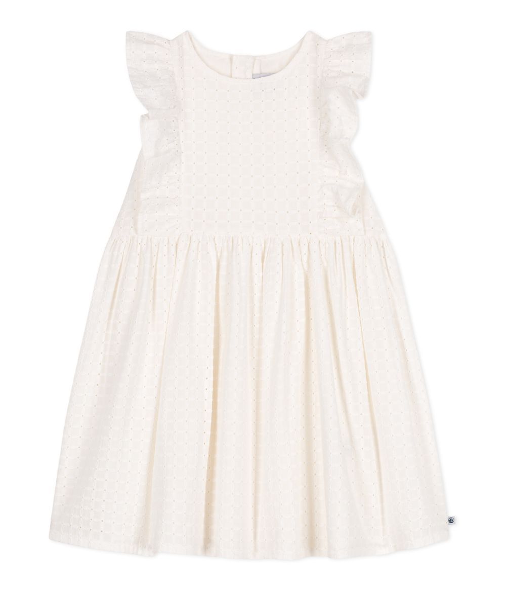 Petit Bateau - Girl's Sleeveless Cotton Dress - Marshmallow White