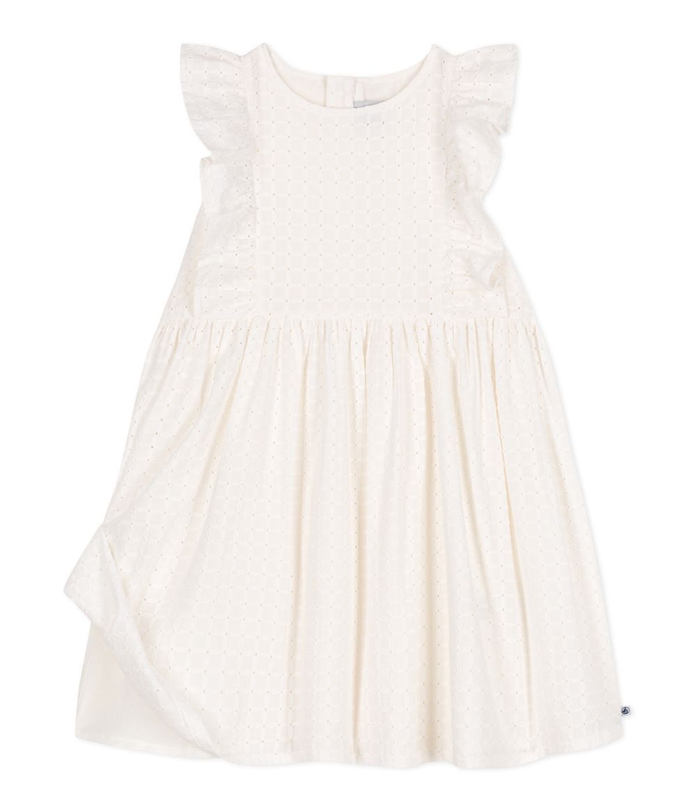 Petit Bateau - Girl's Sleeveless Cotton Dress - Marshmallow White