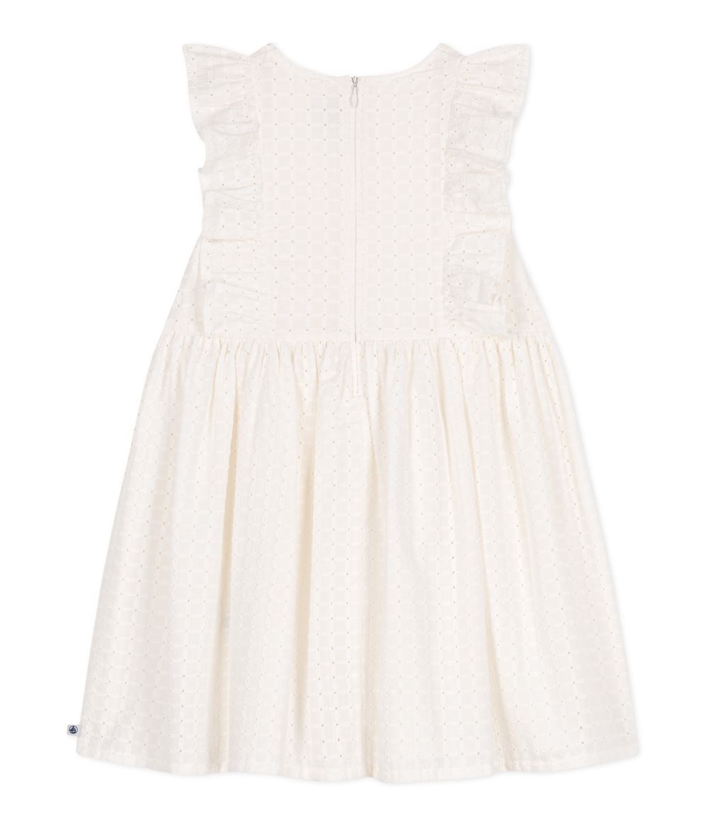 Petit Bateau - Girl's Sleeveless Cotton Dress - Marshmallow White