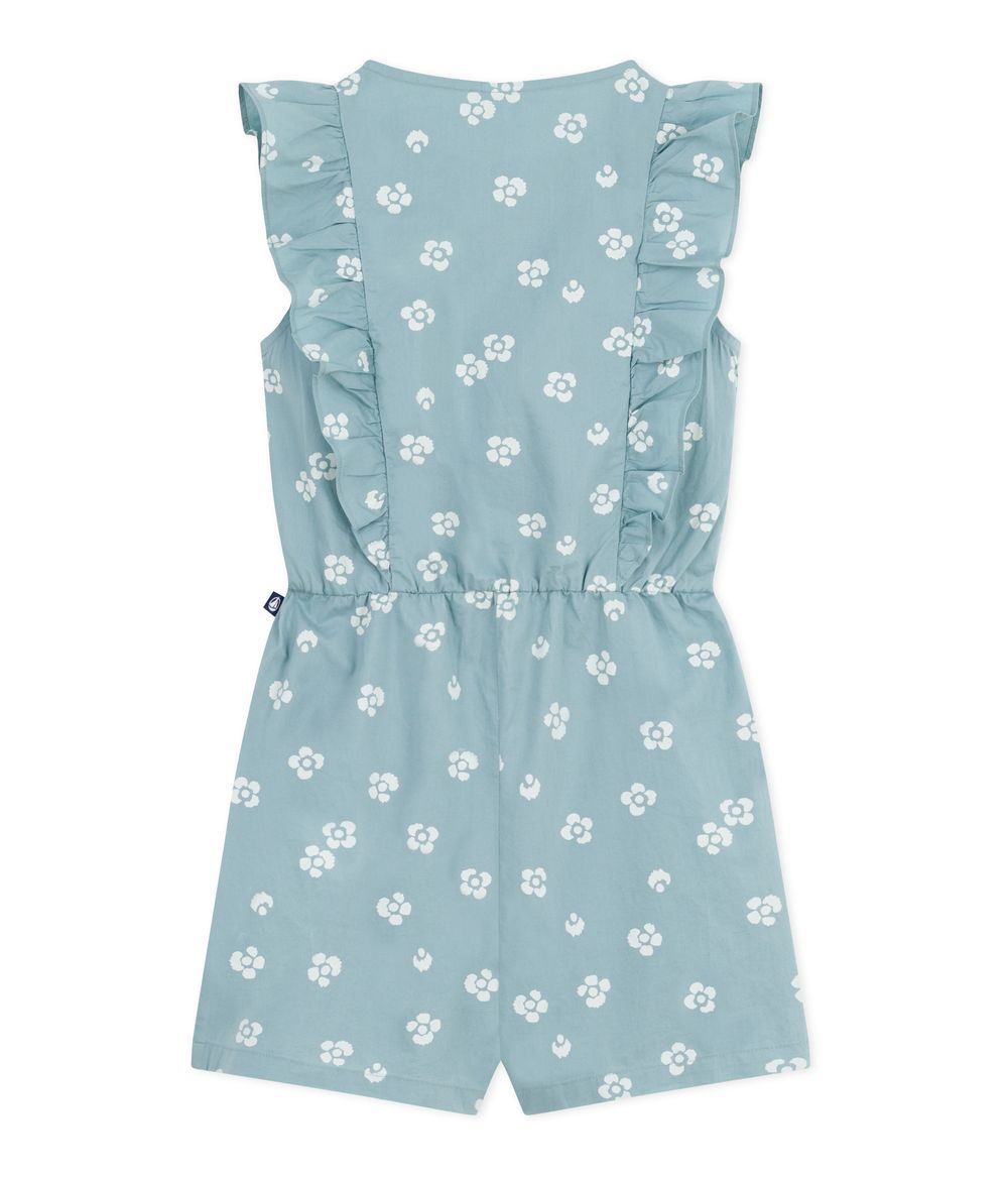 Petit Bateau - Girl's Sleeveless Floral Jumpsuit - Paul/Marshmallow Green/White