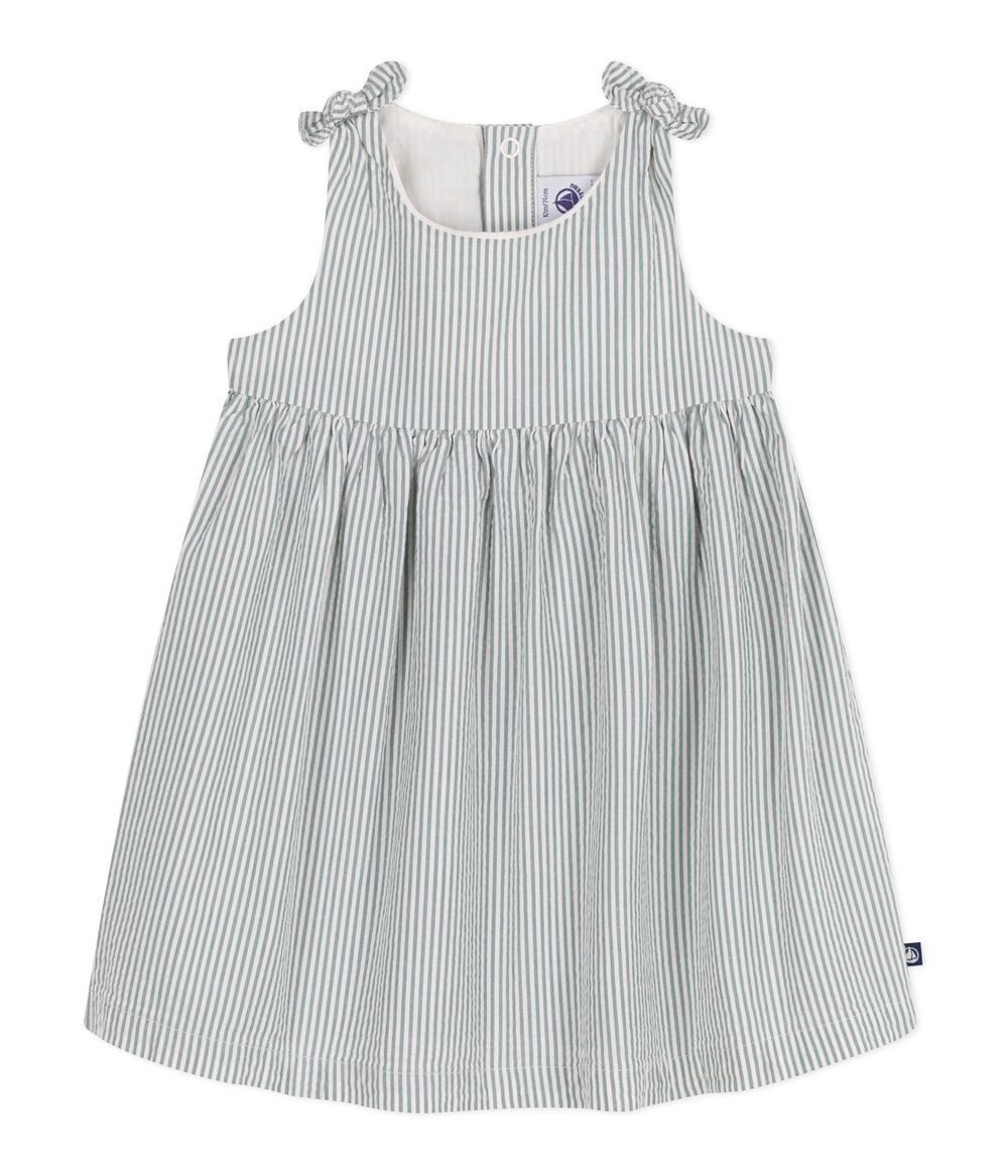 Petit Bateau - Babies' Sleeveless Stripy Cotton Dress - Grey