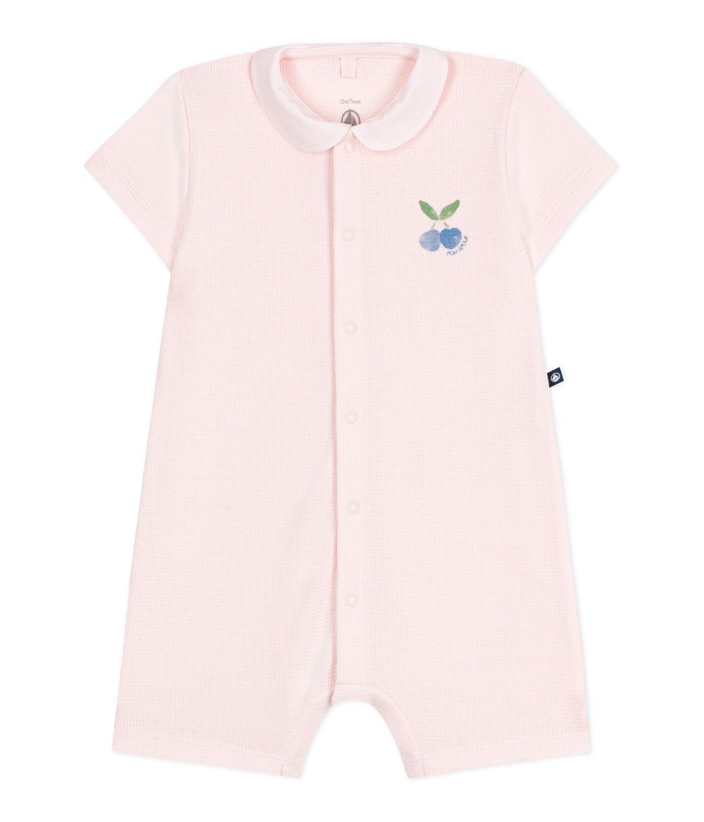 Petit Bateau - Girl's Cotton Short Playsuit - Fleur Pink