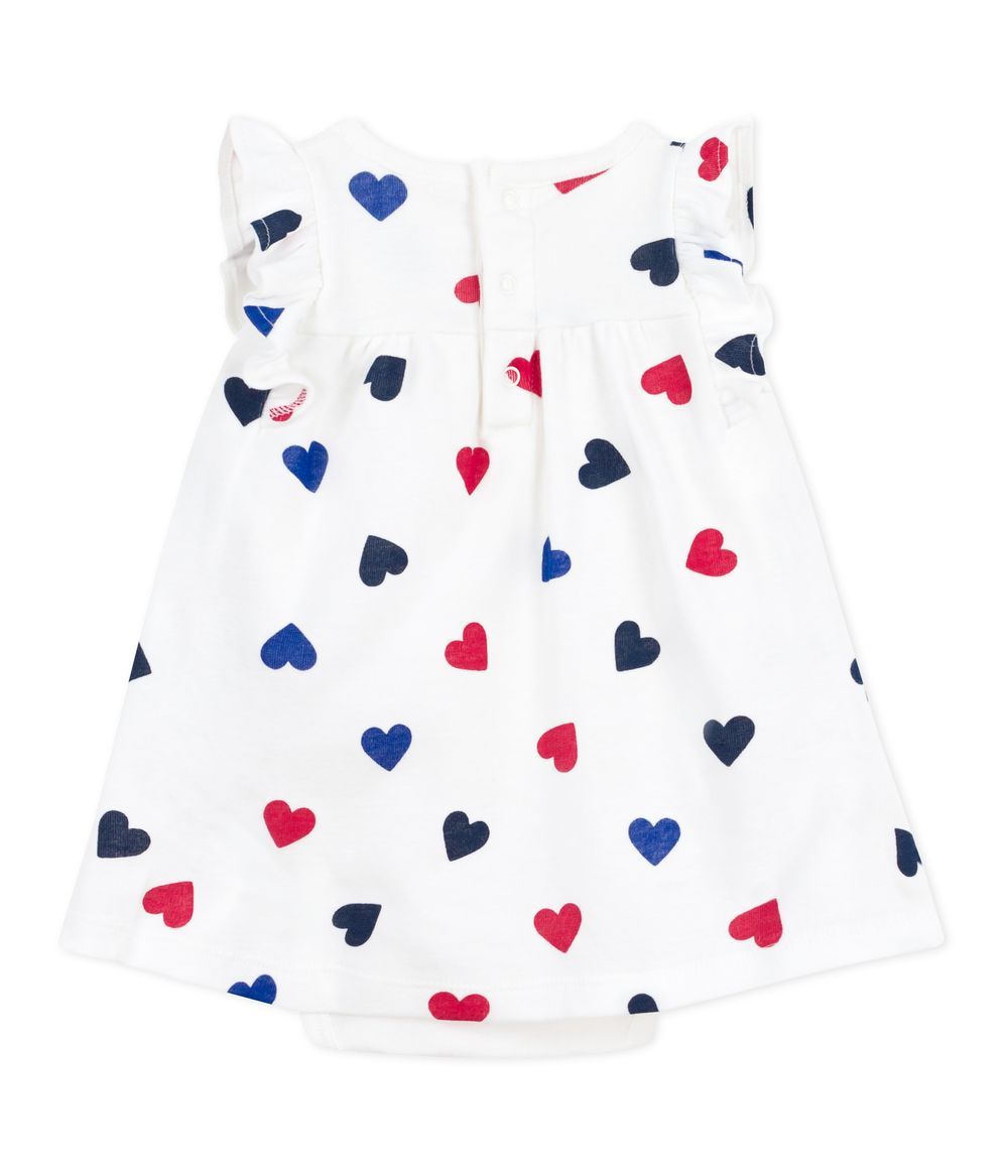 Petit Bateau - Short-sleeved Cotton Dress With Heart Pattern