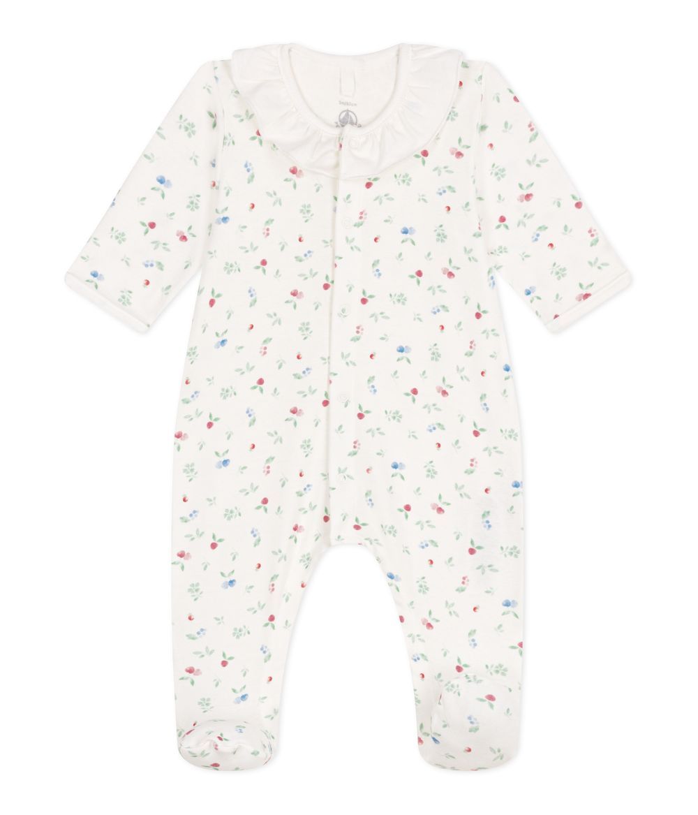 Petit Bateau - Girl's Floral Sleepsuit - Marshmallow White