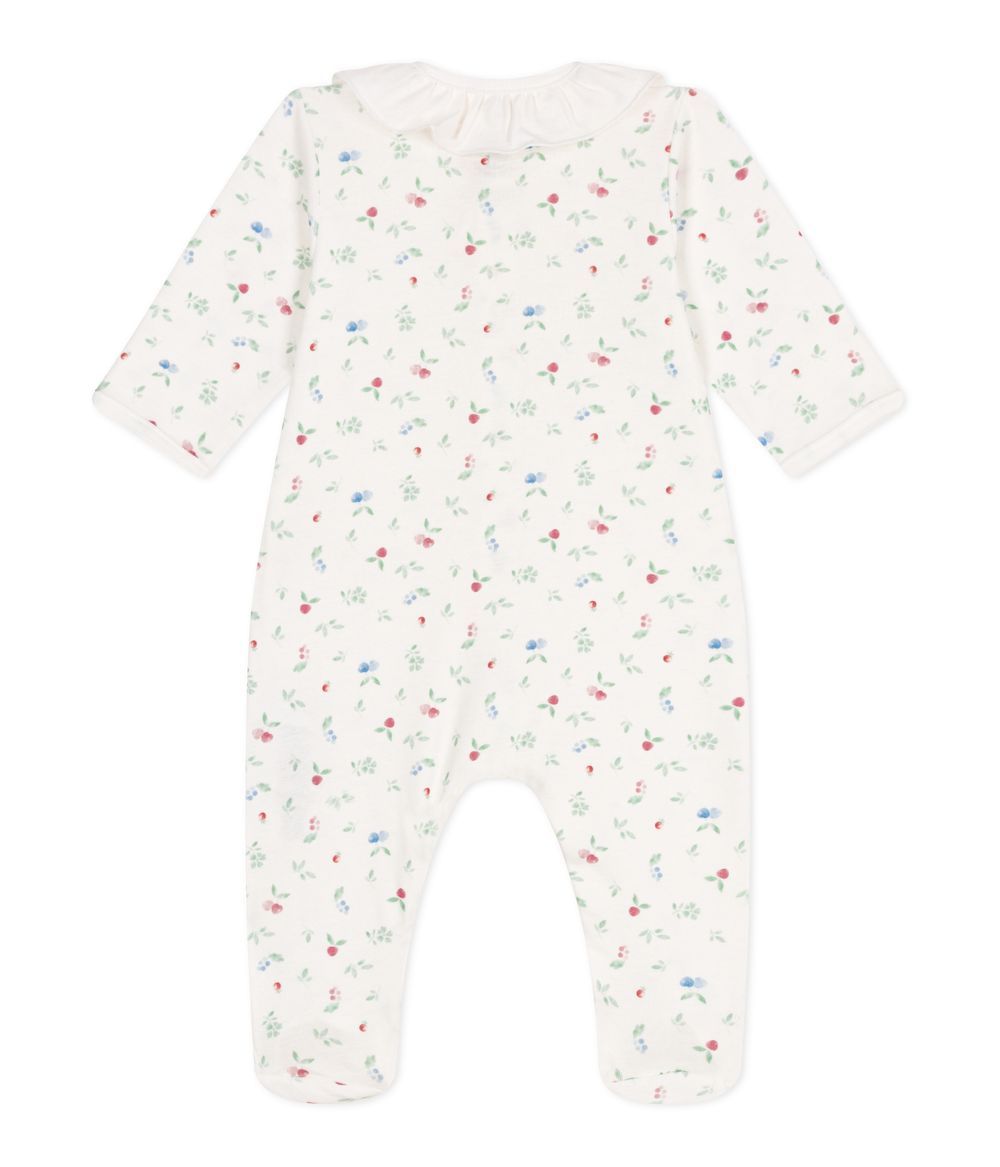 Petit Bateau - Girl's Floral Sleepsuit - Marshmallow White