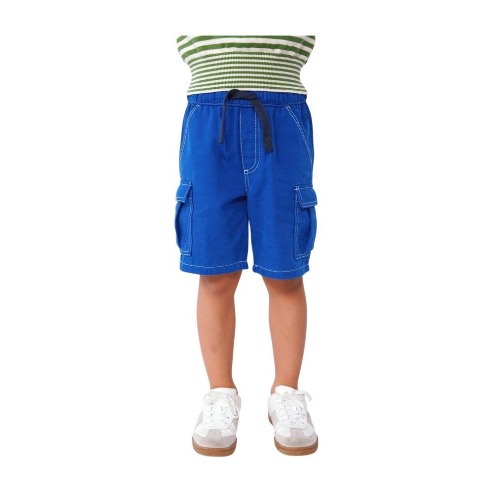 Petit Bateau - Kids Cotton Cargo Bermuda Shorts - Surf Blue