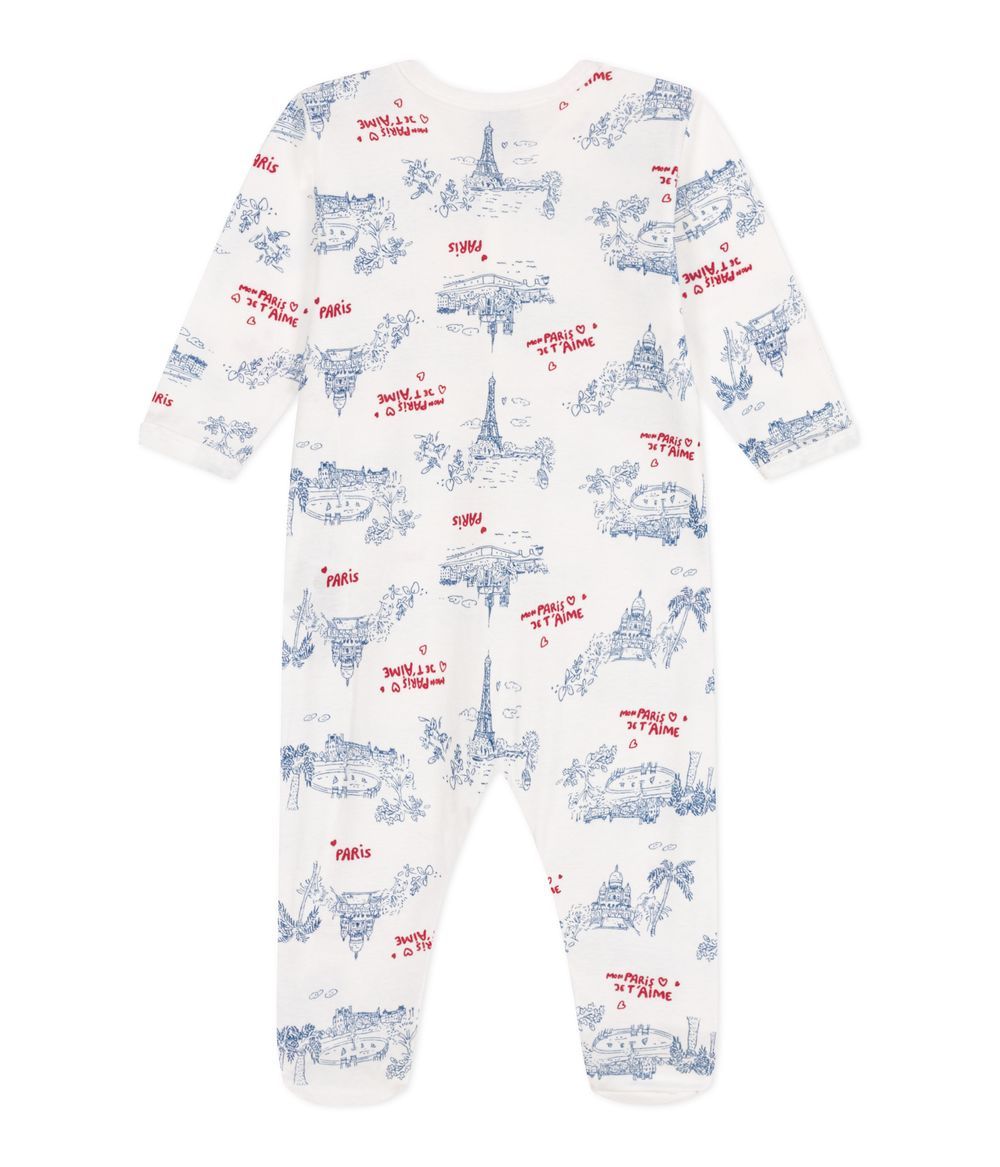 Petit Bateau - Paris Printed Baby Sleepsuit - Marshmallow White