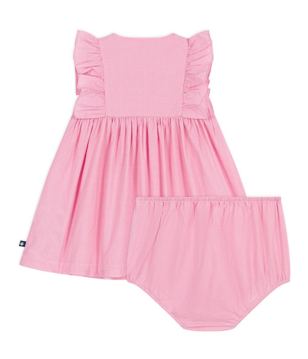 Petit Bateau - Babies Short-sleeved Cotton Dress And Bloomers - Pink