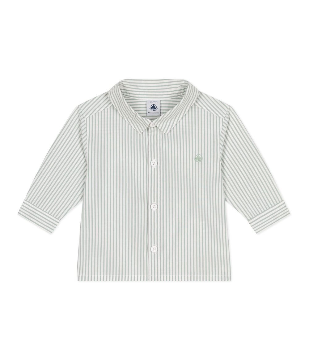 Petit Bateau - Babies Stripy Cotton Shirt - Ecume Green